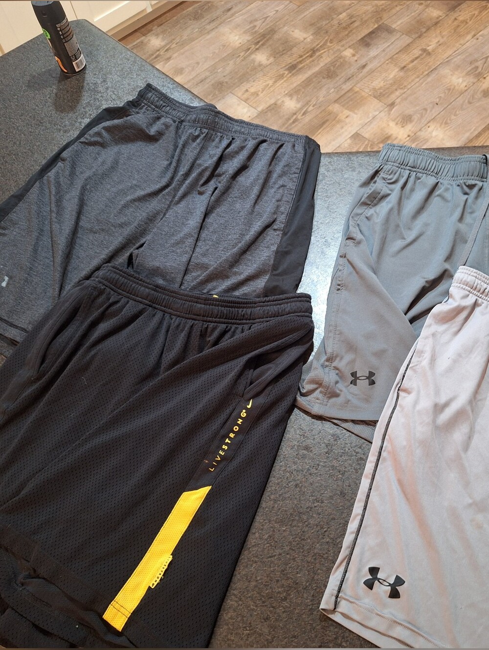 Under Armour Men's Athletic Shorts Set - Gray, Light Gray & Black with Yellow